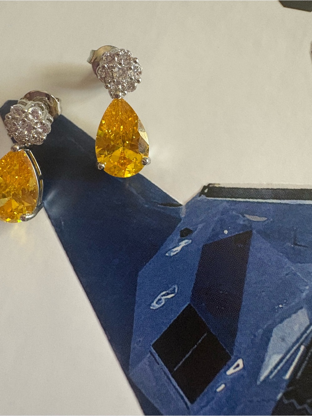 Source Unknown Yellow Teardrop Crystal Drop Earrings - Women's Jewelry